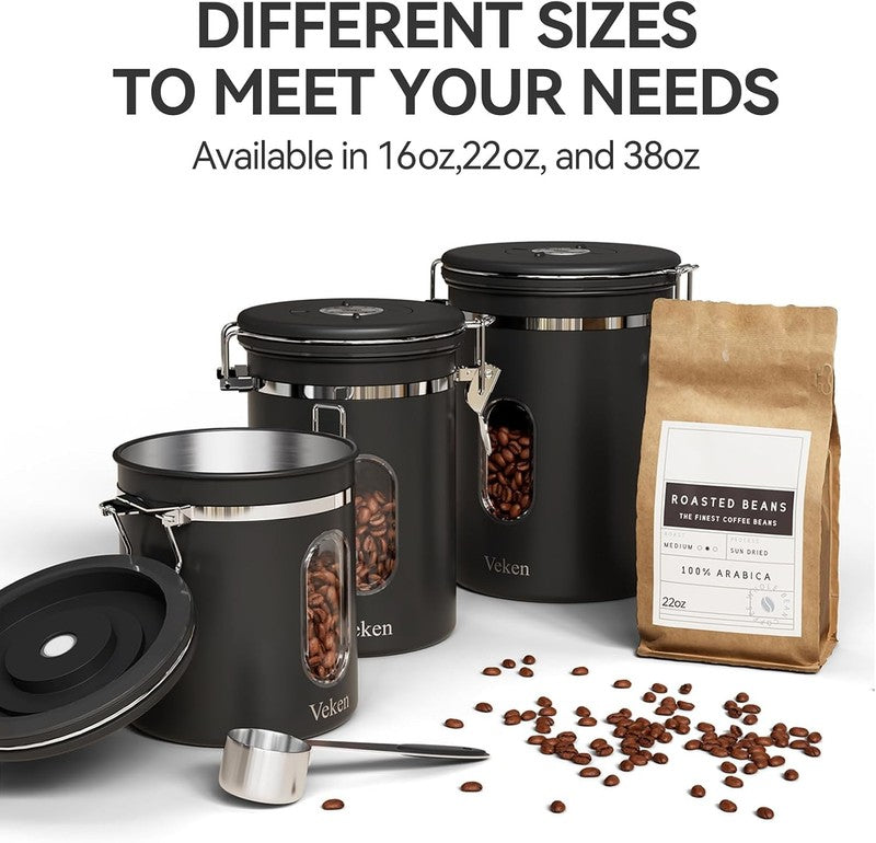 Coffee Canister with Window,Airtight Stainless Steel Pantry Container,Home Kitch6
