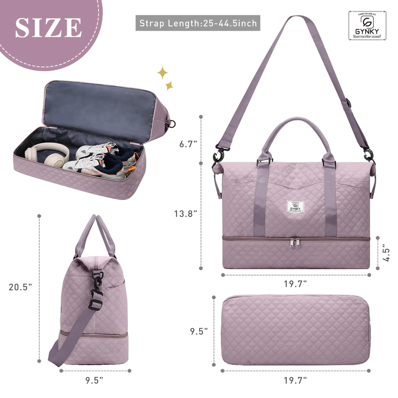 Travel Duffle Bag Weekender Bags for Women with Shoe Compartment Carry on Overni2