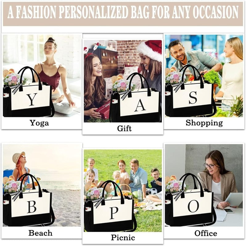 Christmas Gifts for Women - Initial Tote Bag & Makeup Bag, Womens Christmas Stoc8