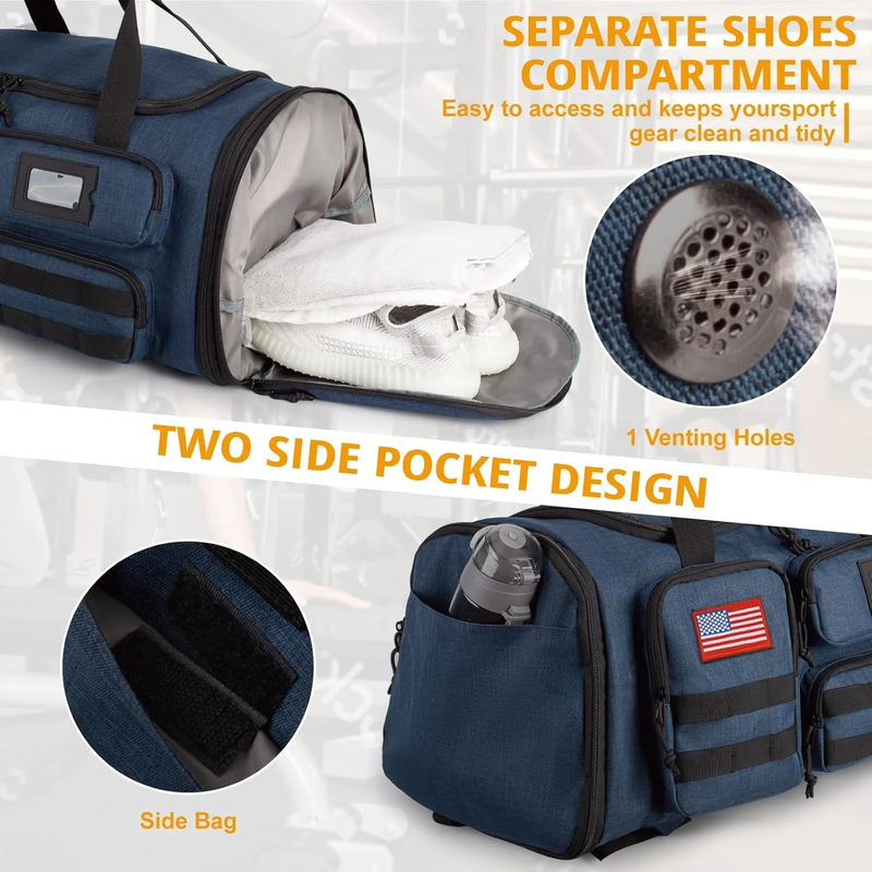 58L 3 in 1 Expandable Gym Duffle Bag Travel Backpack w/Shoe Compartment7