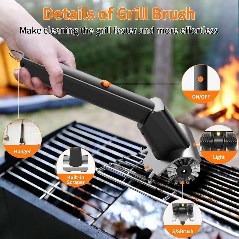 Rechargeable Electric BBQ Grill Brush, 2600Mah Battery, 2-Speed Power, LED Light4
