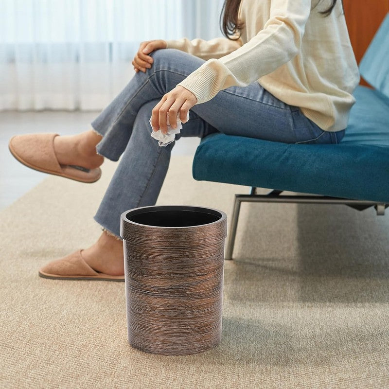 3 Pack 1.7 Gal Vintage Trash Cans, Wood Grain, for Home/Office/Bathroom5