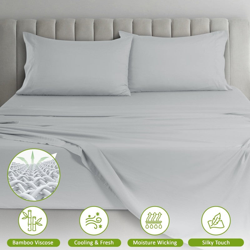 Rayon from Bamboo Blend Queen Sheets Deep Pockets - 4 Piece Cooling Bed Sheets S5