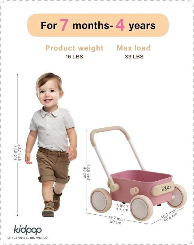 Toddler Push & Pull Wagon Walker 7mo 4yr Birthday Gift Pink2