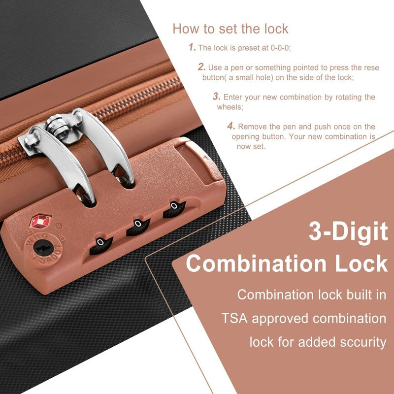 Carry on Luggage, Lightweight Durable ABS Suitcases with Double Wheels, Expandab2
