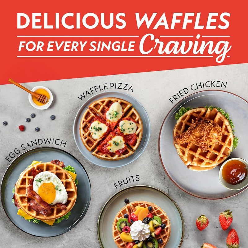 Belgian Waffle Maker Compact Nonstick Ceramic Adjustable Browning Steel6
