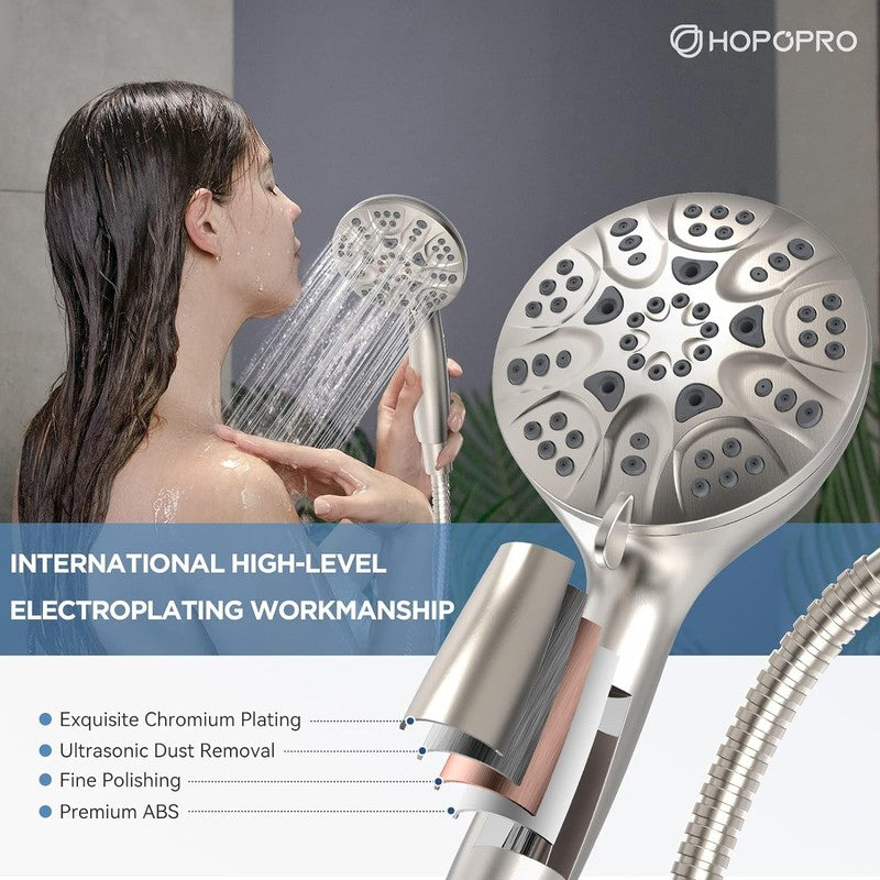 6 Mode High Pressure Handheld Shower Head Set w/ Hose Bracket Tape Washer Chrome1