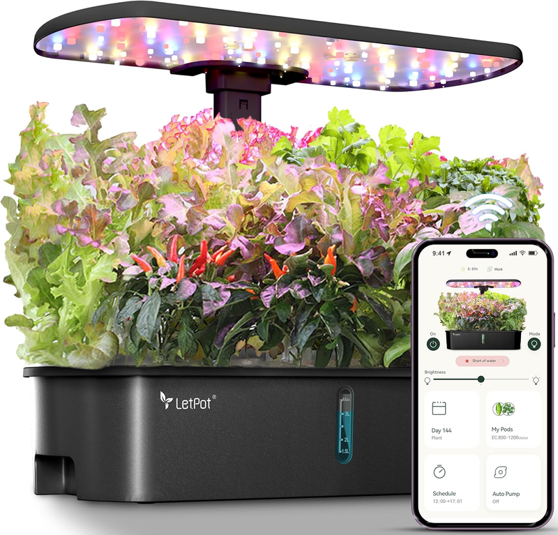 10 Pod Smart Hydroponics System Black APP WiFi 24W Grow Light Indoor Garden8