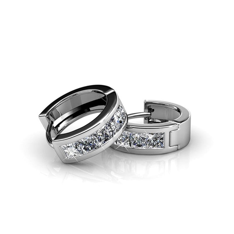Giselle Chunky 18K White Gold Plated 15Mm Women Hoop Earrings with Crystals6