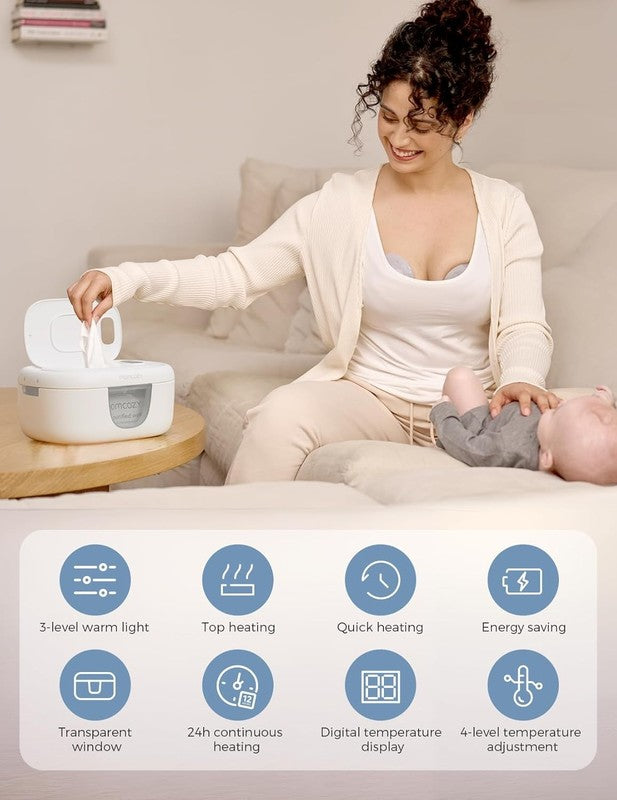 Baby Wipe Warmer 4 Temp Modes Fast Heating Night Light Blue8
