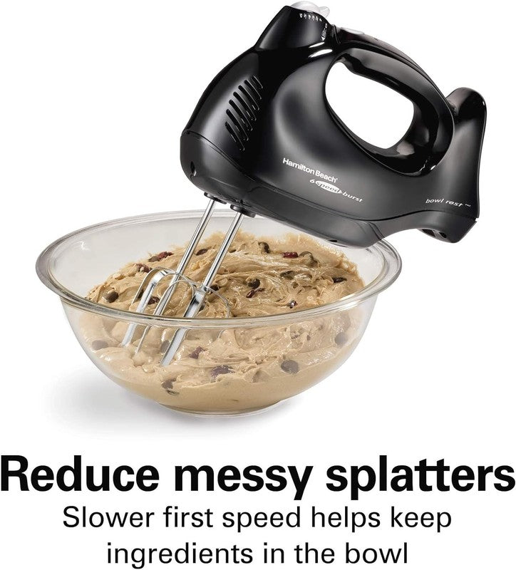 Power Deluxe 6 Speed Hand Mixer – 250W Electric Mixer with Snap On Case, 3