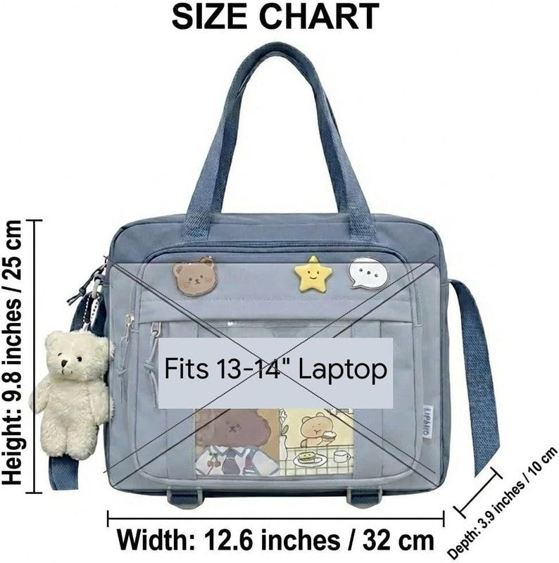 Kawaii Ita Crossbody Bag Women Pin Plush Bear Japanese Y2K Shoulder Purse3