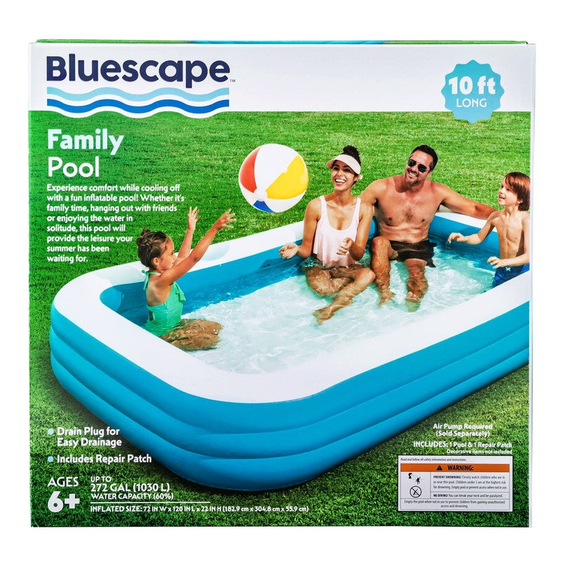 10Ft Family Inflatable Swimming Pool, Rectangular, Age 6 & Up, Unisex5