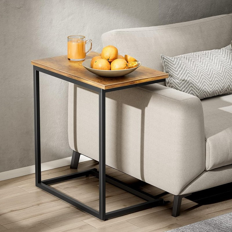 C Shaped End Table 27" High, Sofa Side Table for Couch, Slide Under Design3