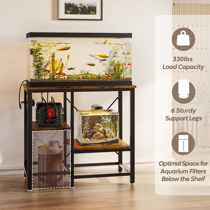 Heavy Duty 3-Tier Metal Aquarium Stand with Power Outlets for 20-37 Gallon Tanks1