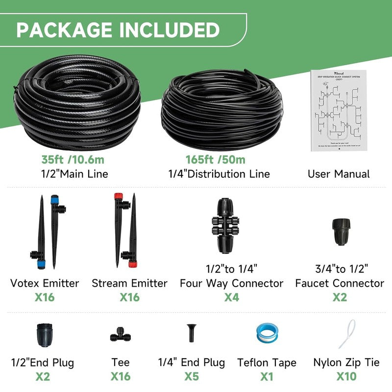 200FT Automatic Drip Irrigation System Kit for Garden & Lawn Care1
