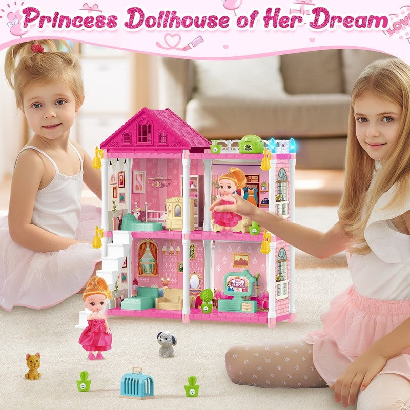 Dollhouse Kit for Girls 4 Rooms, 98PCS Building Toy for Ages 3–6, Birthday Gift2