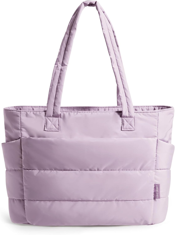 Women’s Puffy Tote Bag Lightweight Shoulder Handbag w/ Compartments Travel9
