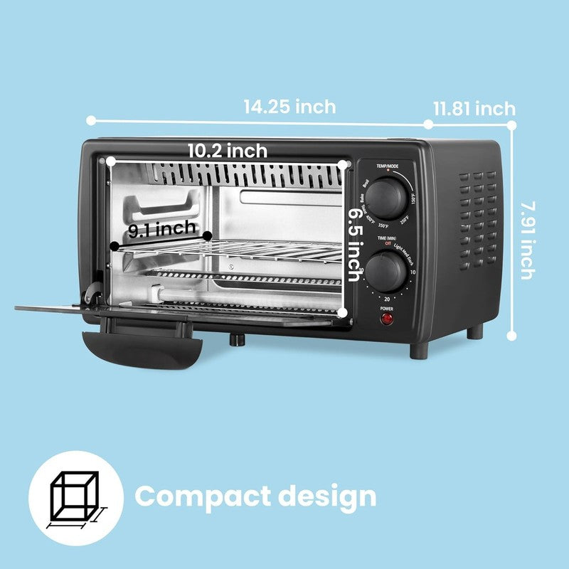 Toaster Oven 4 Slice, Compact Countertop, Fits 9" Pizza, 950W, Black CTO-E101A5