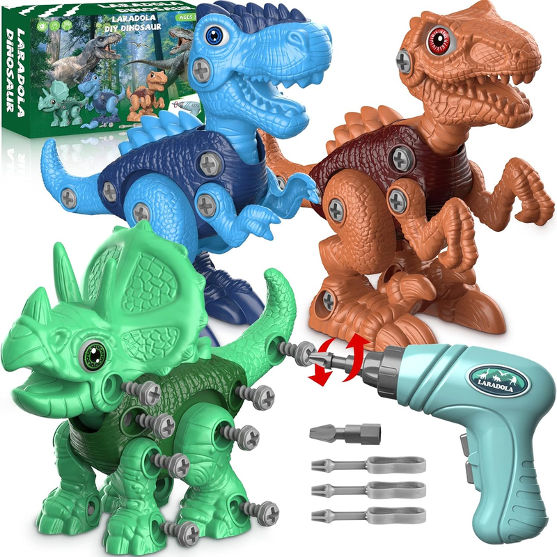 3 Pack Dinosaur Building Toys STEM Drill Construction Set Kids Educational0
