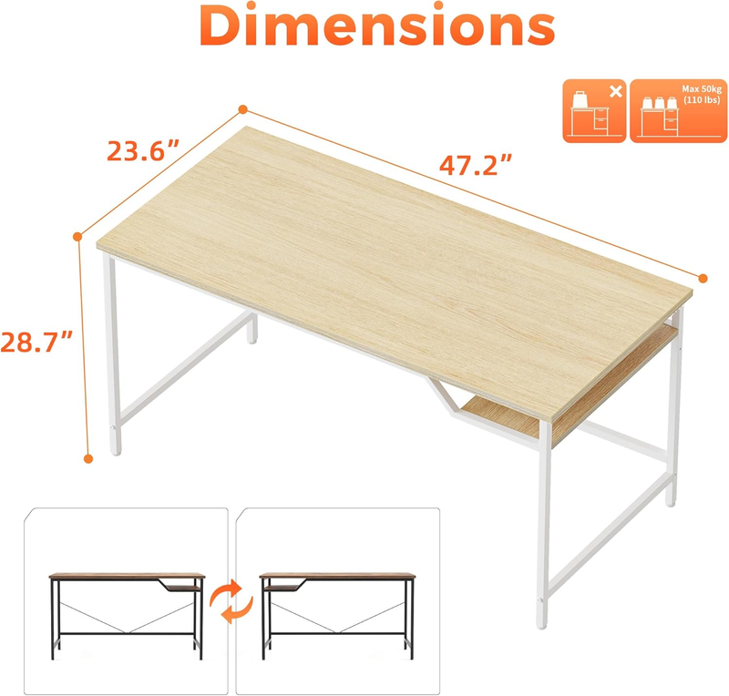 48x24 Computer Desk Gaming Table for Small Spaces Home Office Study6
