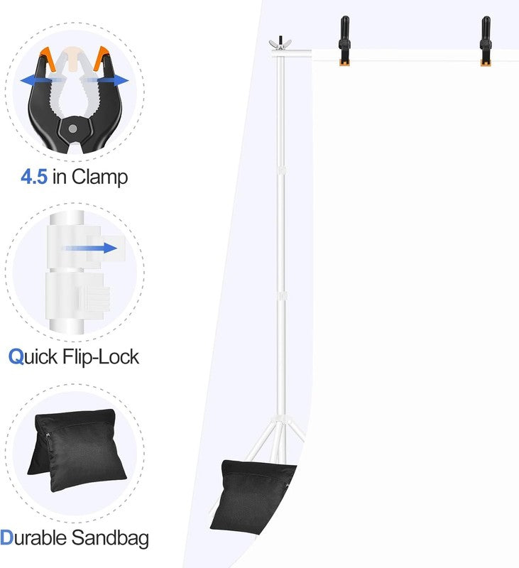 Backdrop Stand 10X7Ft(Wxh) Photo Studio Adjustable Background Stand Support Kit 4