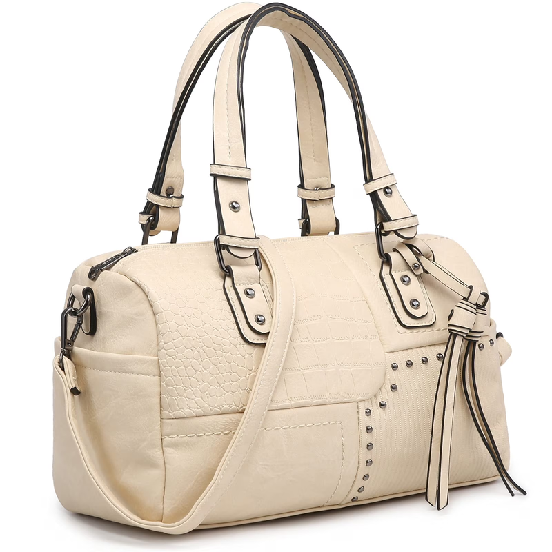 Women Soft Vegan Leather Barrel Bags Large Top Handle Totes Satchel Handbags Sho8