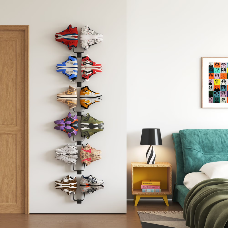 Shoe Rack Wall Mounted Shelf, 6 Pack Floating Shoe Shelves for Showcasing Shoe C8