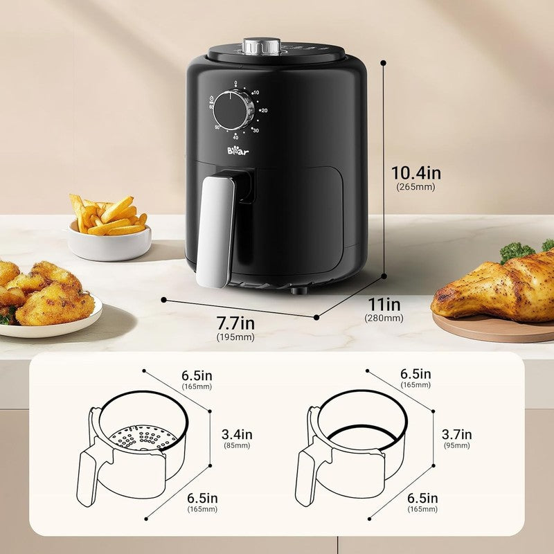 2.1QT Mini Air Fryer Compact Adjustable Temp & Timer Nonstick Basket1