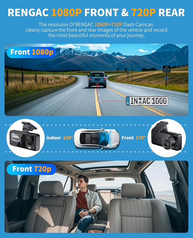 Dual Channel Dash Cam with WiFi, Night Vision, 170° Wide Angle & G Sensor2