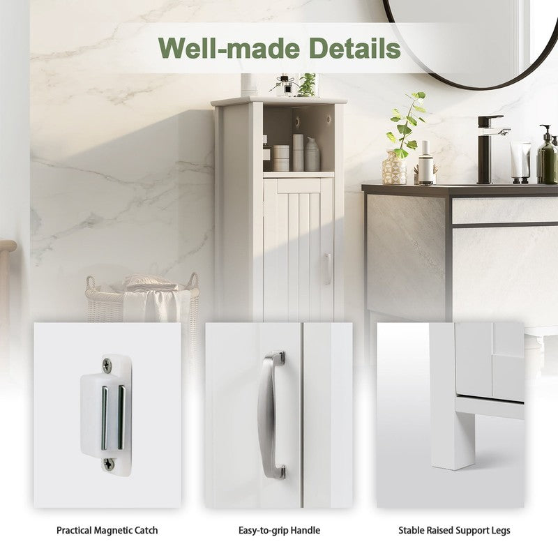 Bathroom Floor Storage Cabinet Free Standing W/ Single Door Adjustable Shelf4