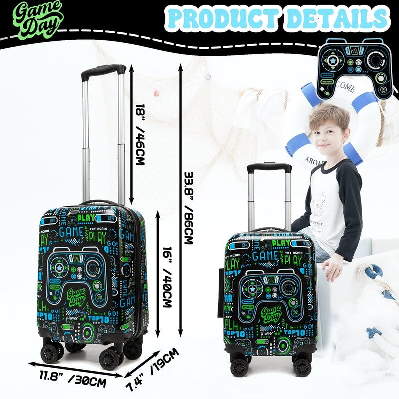 Kids Rolling Luggage Sets for Boys 5 Piece Suitcase Set with Travel Pillow Hards1