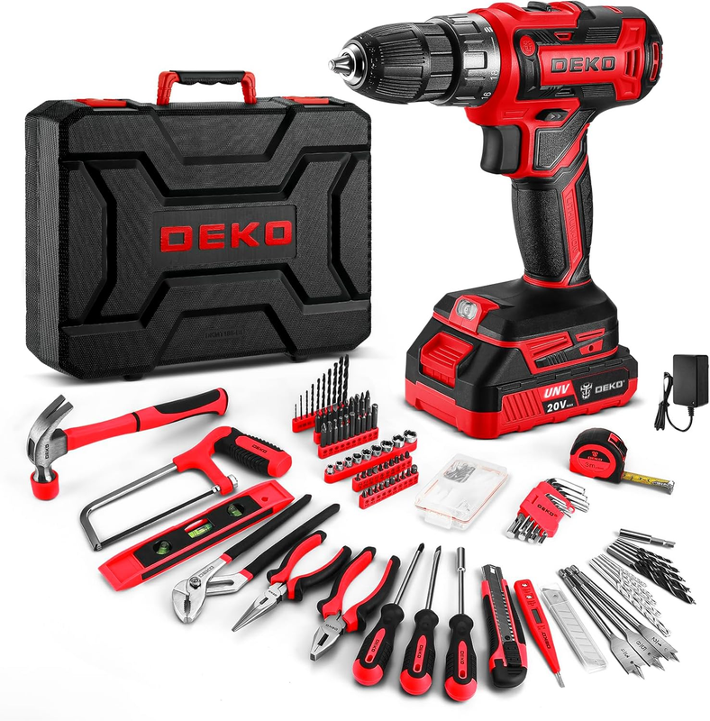 20V Cordless Drill Tool Kit Red Electric Drill Driver Home Repair Toolbox7