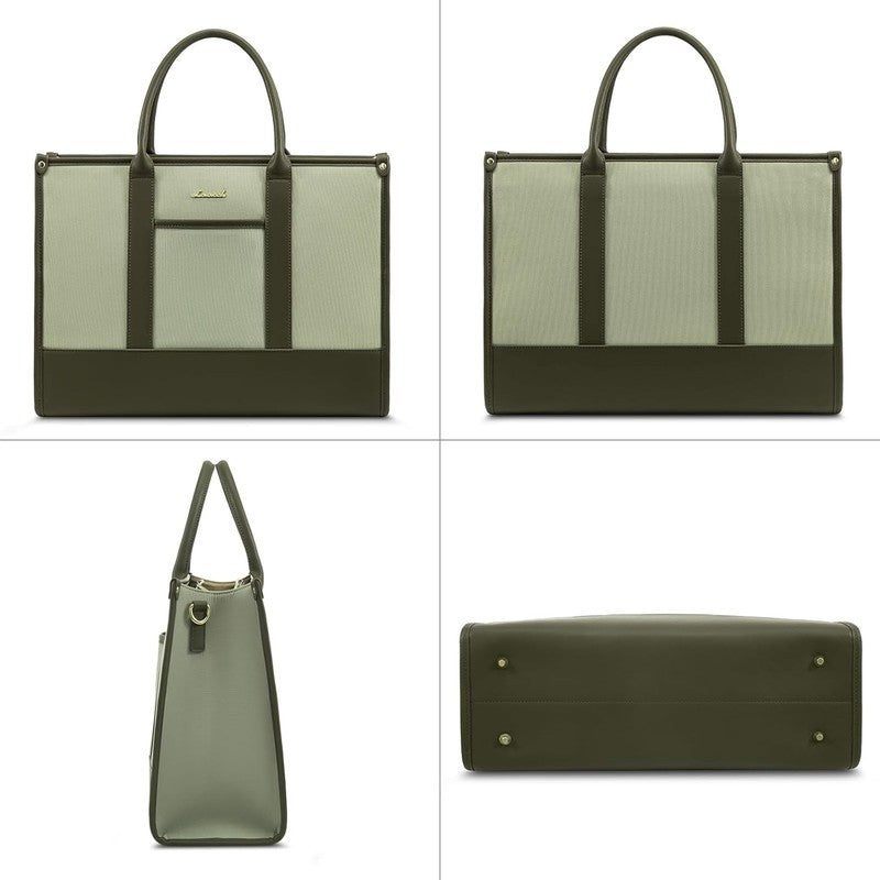 Laptop Tote Bag for Women, Lightweight Pu Leather Work Tote Bag with Clutch Purs6