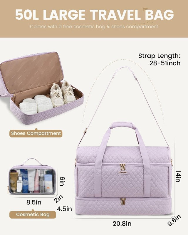 Large Women Weekender Duffle Bag Carry On Gym Travel w/ Shoe Compartment3
