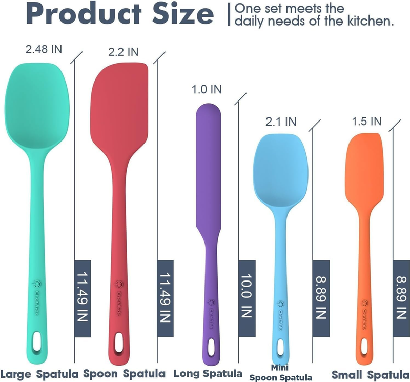 5 Piece Silicone Spatula Set Heat Resistant 600°F Nonstick Cookware1