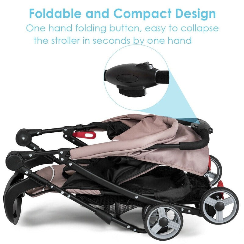 Foldable Lightweight Baby Stroller, Travel Pushchair for 0-36M, 13 Lbs, Coffee5