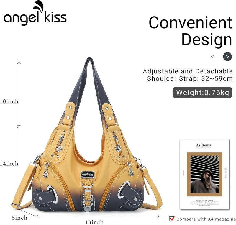 Angelkiss Women’s Large Hobo Satchel Shoulder Handbag Purse2