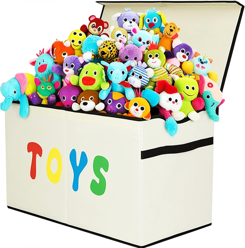 Toy Box Chest Collapsible Kids Storage Bins Organizer Boxes Extra Large Beige10