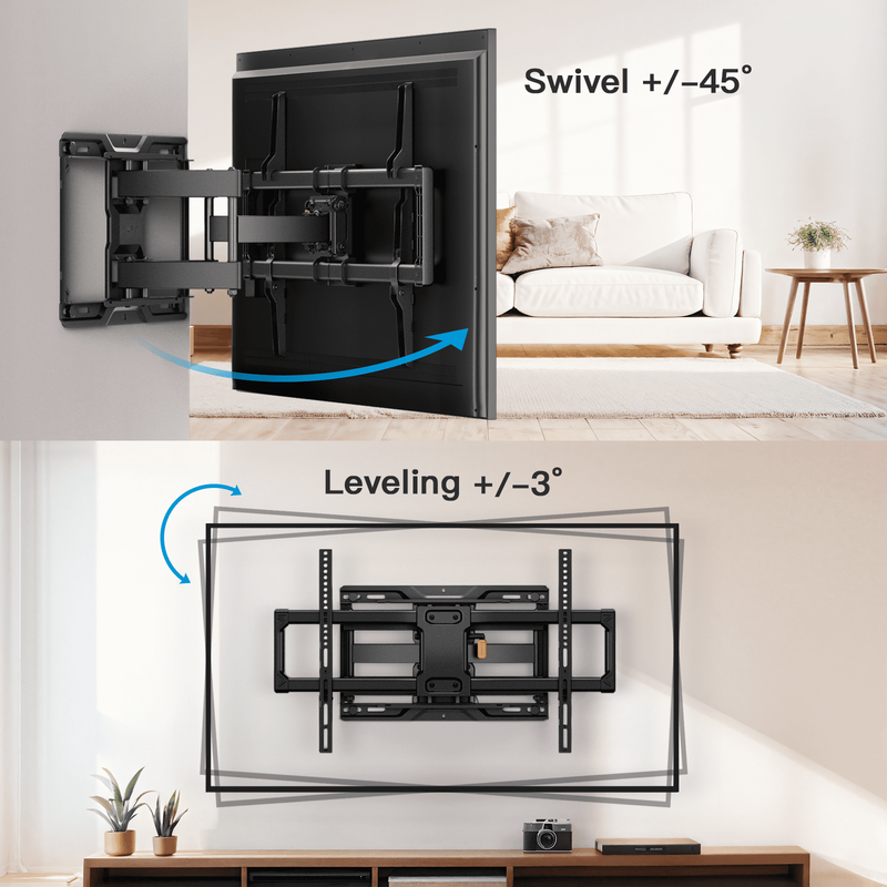 Full Motion TV Wall Mount Bracket with Tool Free Tilt for 42 90 Inch Tvs, 6 Arti4