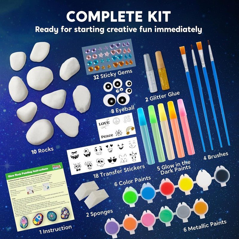 Glow in the Dark Rock Painting Kit for Kids - Arts & Crafts Gift Set3