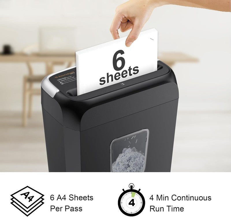 6 Sheet Cross Cut Paper Shredder, Portable Handle Small Shredder for Home Office1