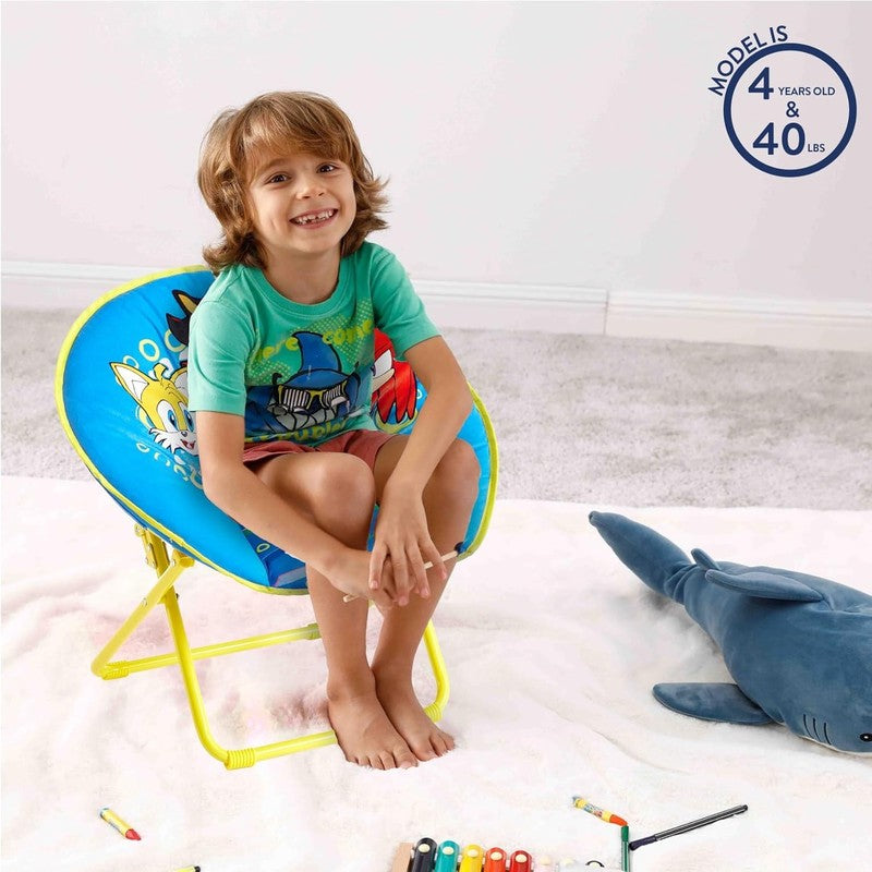 Sonic 23” Kids Folding Saucer Chair Portable Padded Seat Metal Frame Ages 3+5