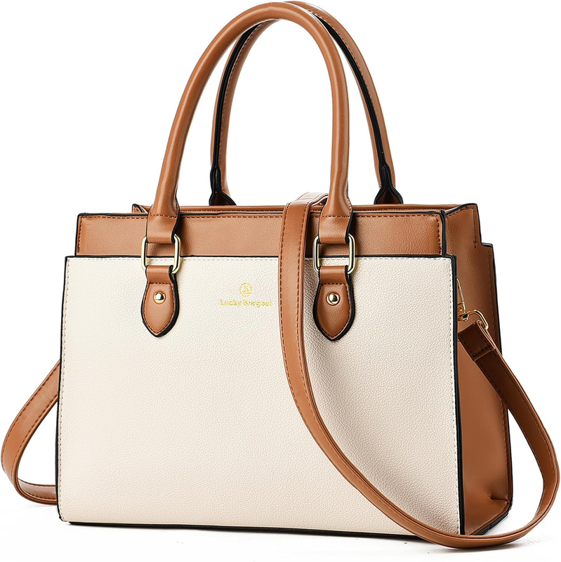 Women Handbags Purses Leather Dual-Tone Tote Shoulder Top Handle Satchel Bag0