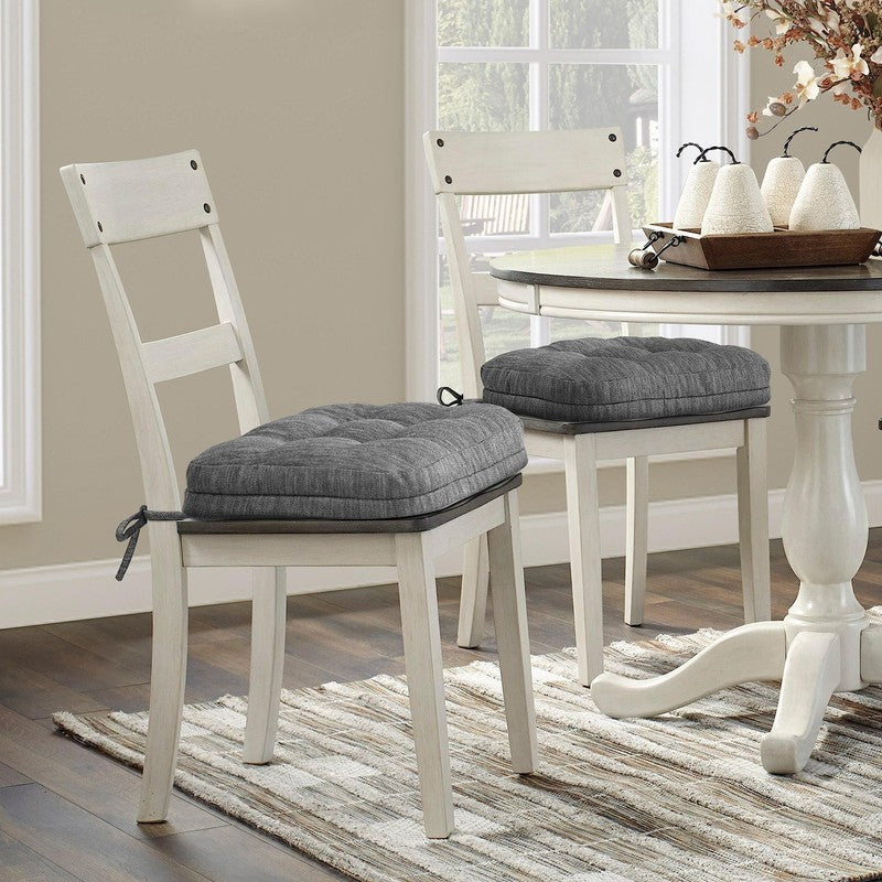 3.5" Tufted Dual-Layer Chair Cushions Set of 4 16.5"x16.5" Gray2