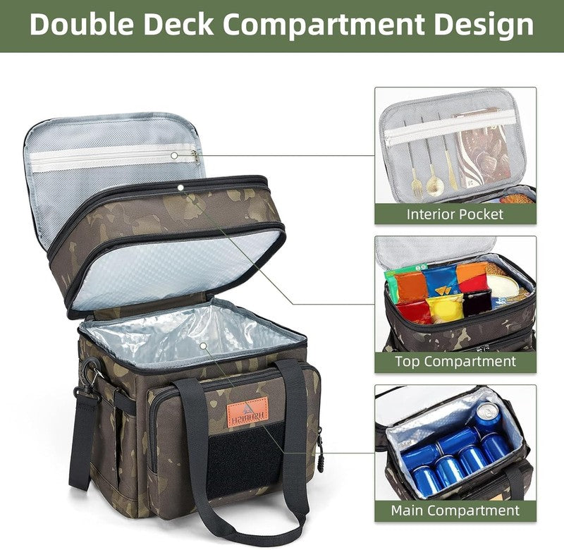 Large Expandable Insulated Lunch Bag 16L/24 Cans Black Camo2
