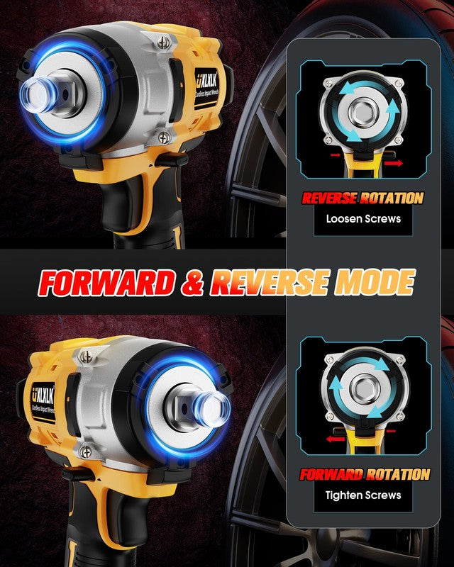 Cordless 1/2 Inch Brushless Impact Wrench 590Ft-Lbs 2 Batteries 7 Sockets Kit5