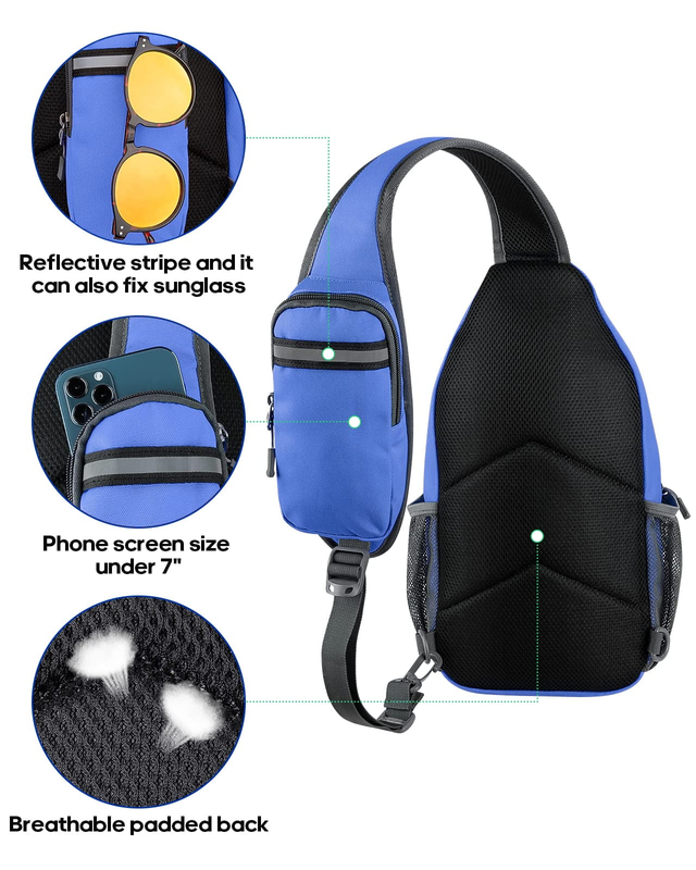 Unisex Hiking Travel Nylon Sling Bag Cross Body Shoulder Chest Bag,Indigo3
