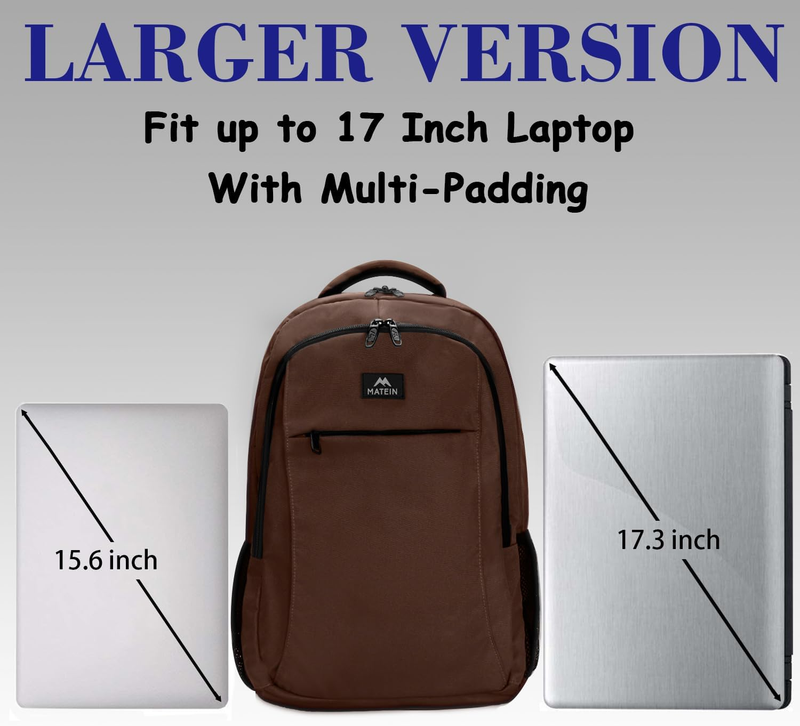 17.3" Extra Large Laptop Backpack TSA Travel Anti Theft Bag Brown2