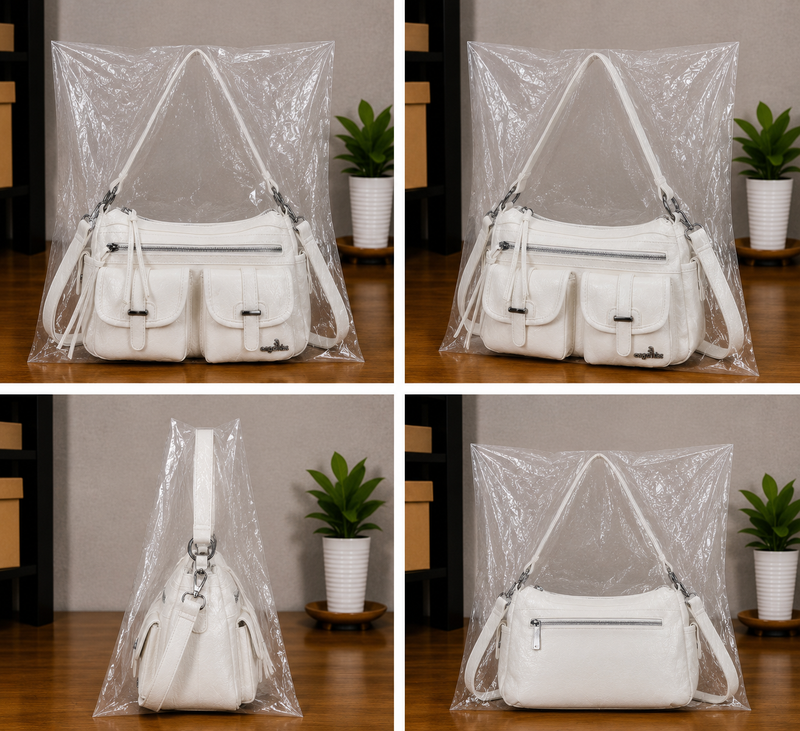 Women's Soft Vegan Leather Hobo Crossbody Multi Pocket Bag0